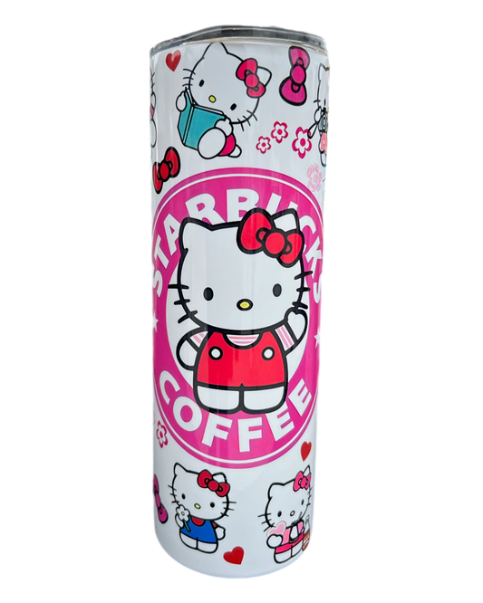 Pink Kitty Coffee 20oz Stainless Steel Tumbler