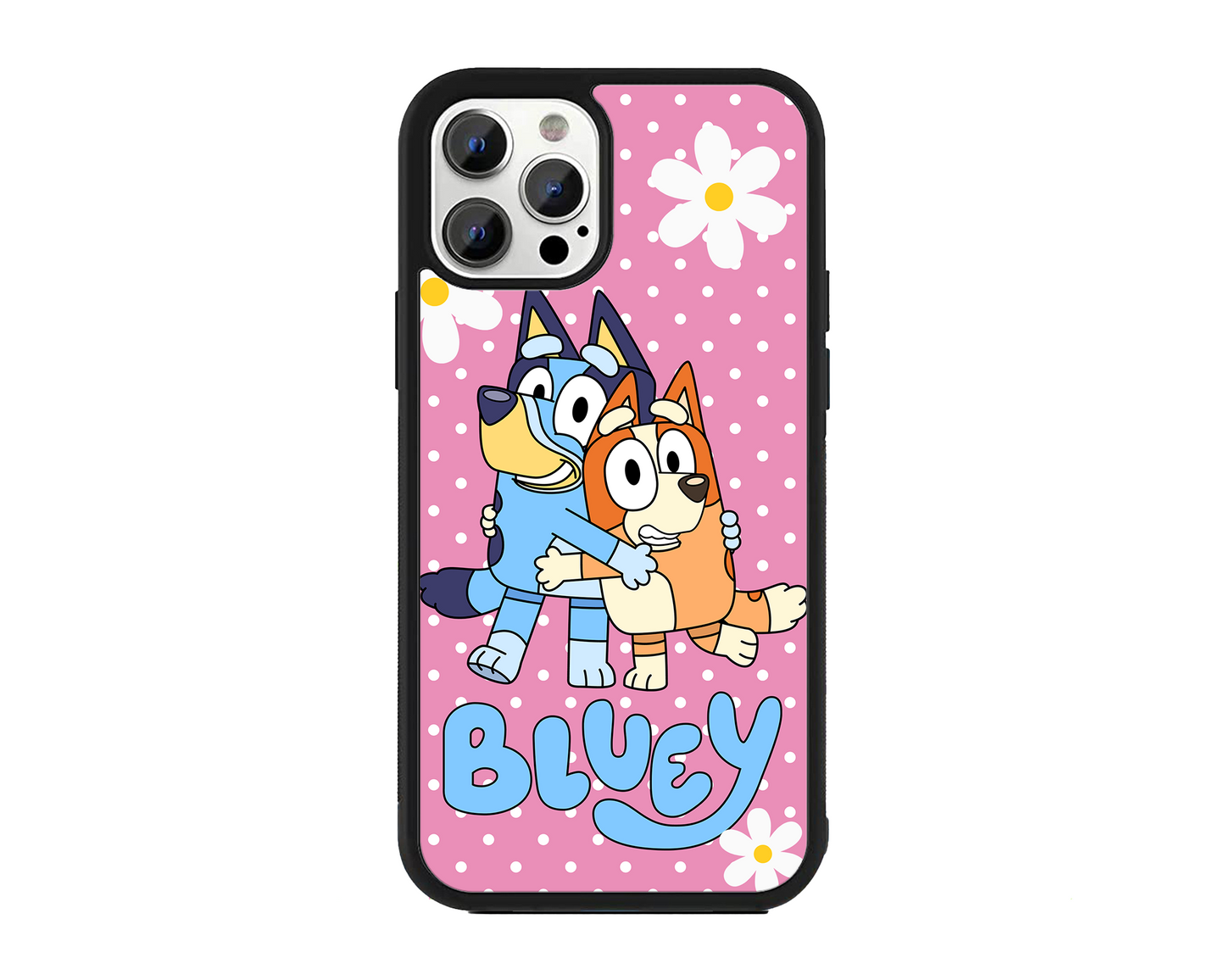 Bluey Pink Phone Case with Daisies